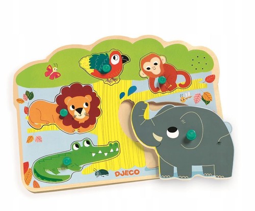 Djeco wooden zoo sound puzzle - wooden,