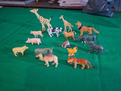 Plastic toy farm and zoo - and,